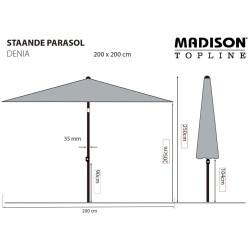 Madison Ombrellone Denia 200x200 cm Grigio