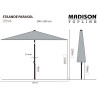 Madison Ombrellone Denia 200x200 cm Grigio