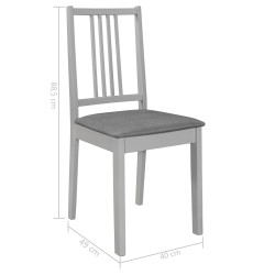 Sedie da Pranzo con Cuscini 4 pz Grigie in Legno Massello