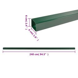 Pali per Recinzione da Giardino 40 pz Verdi 240 cm in Acciaio