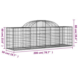 Cesti Gabbioni ad Arco 40 pz 200x50x60/80 cm Ferro Zincato