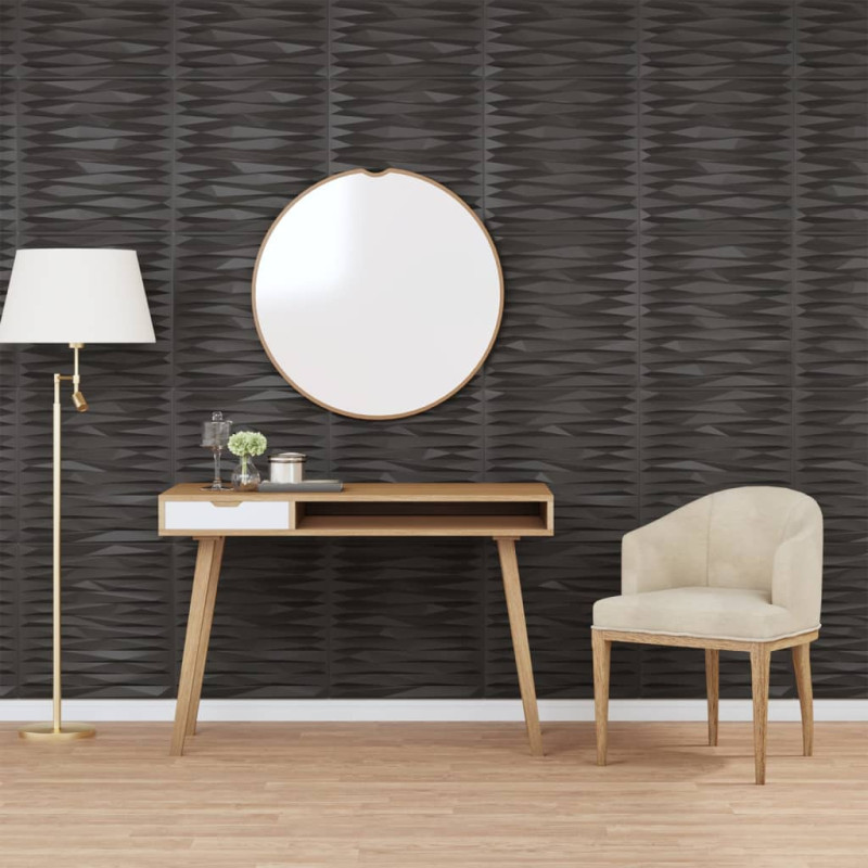 Pannelli Murali 12 pz Neri 50x50 cm EPS 3 m² Pietra