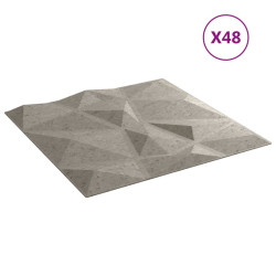 Pannelli Murali 48 pz Grigio Cemento 50x50cm EPS 12 m² Diamante