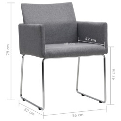 Sedie da Pranzo 2 pz Grigio Chiaro in Tessuto